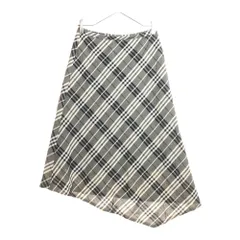 BURBERRY LONDON (バーバリーロンドン) チェック柄 レーヨンリネン ミディアムスカート グレー レディース FXA73-031