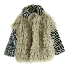 DIESEL (ディーゼル) ロングファー レオパードカラー ジャケット ベージュ