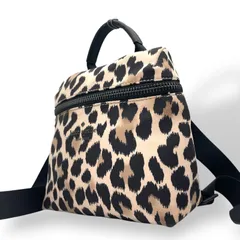 ケイトスペード KATE SPADE リュック レオパード柄 バックパック ベージュ×ブラック 黒 ナイロン レディース U8
