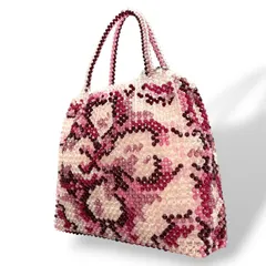 極美品 アンテプリマ ANTEPRIMA ワイヤーバッグ ビーズ ハンドバッグ ピンク系 グラデーション フラワー 花柄 クリスタル レディース U4