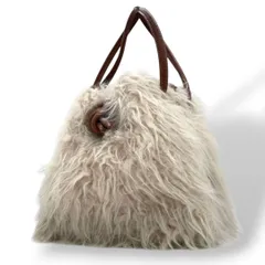 VASIC ヴァジック ハンドバッグ ホワイト 白 ブラウン 茶 ボンド ファー トートバッグ 自立可 レザー 本革 ロゴ s4 上品 高級感 レディース おしゃれ
