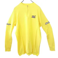 X01027 長袖シャツ Mizuno ハーフジップアップ ブランドロゴあり　イエロー メンズ Lサイズ ストレッチ素材 ゴルフウェア 通気性 アウトドア 吸汗速乾 フリーな着心地 スリムシルエット ユニセックス ミズノ