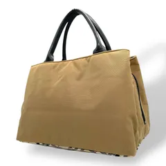 BURBERRY BLUE LABEL バーバリー ブルーレーベル ハンドバッグ ノバチェック ベージュ ブラック ナイロン×レザー シルバー金具 トート レディース U14
