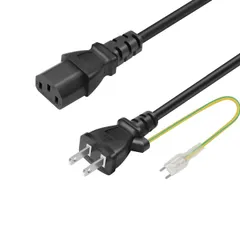 【特価商品】純銅質線芯：3×0.75 (アース線付き) 3ピンソケット(メス)⇔2ピンプラグ(オス) mm2 3P-2P 変換 パワーコード (PSE規格品) 定格7A-125V 2m 電源コード AC電源ケーブル