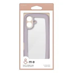 【新品】 iPhone 16用 ハイブリッドケース 衝撃吸収 軽量 薄型 カメラ周り保護 ストラップホール付 硬度5H ストラップホールシート付 ＆me（ラベンダー） エレコム PM-A24AHVPPU