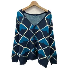 URBAN RESEARCH　カーディガンセーター　長袖　ニット　Vネック　フルボタン　総柄　ジオメトリック柄　古着