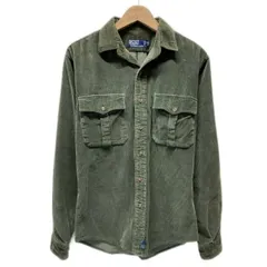 POLO by RALPH LAUREN　コーデュロイシャツ　長袖　シャツ　トップス　レギュラーカラー　胸ポケット　無地　細畝　エルボーパッチ　カナダ製　古着