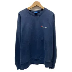 Champion　スウェット　90s vintage　90年代　青タグ　長袖　トレーナー　トップス　クルーネック　裏起毛　Vガゼット　無地　ワンポイント　ブランドロゴ　刺しゅう　オーバーサイズ　アメカジ　古着