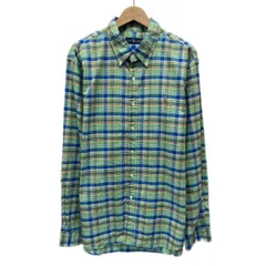 RALPH LAUREN　チェックシャツ　長袖　シャツ　トップス　ボタンダウン　ワンポイント　ブランドロゴ　スモールポニー　刺しゅう　オーバーサイズ　古着