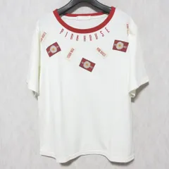 美品 PINK HOUSE ピンクハウス パッチワーク トリム Tシャツ カットソー A2184UTS117 サイズ3 ホワイト レッド レディース 古着 中古 USED