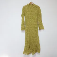 美品 22AW LILY BROWN リリーブラウン リンクルレースフレアスリーブワンピース F イエロー レディース 古着 中古 USED