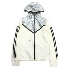 良品 adidas neo アディダスネオ ジップアップ パーカー ジャケット ブルゾン ロゴ L シルバー×ホワイト メンズ 古着 中古 USED