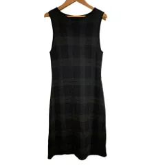 美品 RALPH LAUREN ラルフローレン ブラックウォッチ チェック ノースリーブニットワンピース М ネイビー レディース 古着 中古 USED
