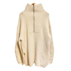 美品 BEAUTY&YOUTH UNITED ARROWS ビューティアンドユース ハーフジップニットセーター オフホワイト レディース 古着 中古 USED