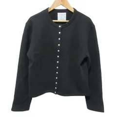 美品 agnes b アニエスベー コットン メルトン 長袖 カーディガンプレッション 0267M001 ブラック レディース 古着 中古 USED
