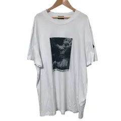 良品 MONCLER モンクレール MAGLIA MANICHE CORTE プリント Tシャツ XXLサイズ ホワイト メンズ 古着 中古 USED