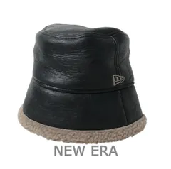 未使用 NEW ERA ニューエラ セーラーブリム バケットハット ロゴ ボア レザー ブラック サイズS/M メンズ レディース 古着 中古