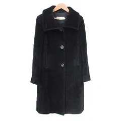 美品 MaxMara マックスマーラ アルパカ ウール スタンドカラーシャギーコート 38サイズ ブラック レディース 古着 中古 USED