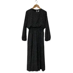 美品 UNITED ARROWS ユナイテッドアローズ ドット柄 イージーウエスト マキシ丈  ロングワンピース ブラック レディース 古着 中古 USED
