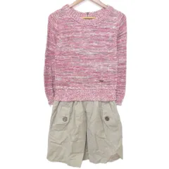 美品 BURBERRY BLUE LABEL バーバリーブルーレーベル ニットドッキングワンピース 38 ピンク×ベージュ レディース 古着 中古 USED