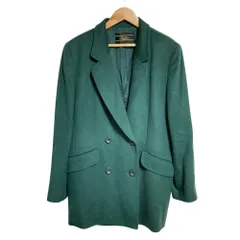 美品 Leilian レリアン カシミヤ100% ダブルブレストジャケット 11 グリーン レディース 古着 中古 USED