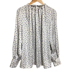 良品 23SS BALLSEY ボールジー トゥモローランド ドット ロングスリーブブラウス 36 ライトグレー ブルー レディース 古着 中古 USED