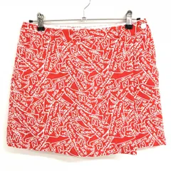 【超美品】ニューバランスゴルフ スカート レッド×白 総柄 内側インナーパンツ レディース 2(L) ゴルフウェア New Balance