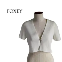 E003　FOXEY　フォクシー　 半袖　ボレロ　カーディガン　ホワイト　38