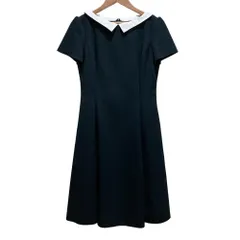 美品 FOXEY NEW YORK フォクシーニューヨーク ショートスリーブ 襟付きドレス ワンピース 41015 サイズ40 ネイビー  レディース 古着 中古 USED