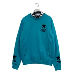 中古 メンズ パーリーゲイツ PEARLY GATES ニットアウター 6(LL) 青系 白×紺 星柄 クルーネック 裏地付 ハイネック ボーダー 防風 防寒