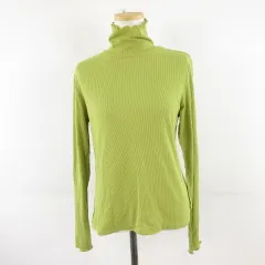 ジーユー GU ソフトリブタートルネックT 長袖 黄緑 M *A215
