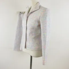 エムズグレイシー M'S GRACY セットアップ スーツ ジャケット 長袖 スカート ひざ丈 白 ピンク 黄 38 *T395