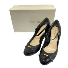 良品 STRAWBERRY-FIELDS ストロベリーフィールズ キルティング リボン ストラップ パンプス サイズ24cm ブラック レディース 古着 中古 USED