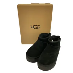 良品 UGG アグ クラシックウルトラミニプラットフォーム ムートンブーツ 1135092 サイズUS6 23cm ブラック レディース 古着 中古 USED