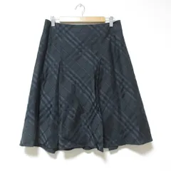 美品 BURBERRY LONDON バーバリーロンドン チェック フレアスカート サイズ42 ブラック レディース 古着 中古 USED