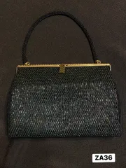 【鞄】ビーズハンドバッグ　総ビーズ装飾　レトロ　玉虫色　和小物　着物　和装　ZA36