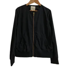 美品 B:MING by BEAMS ビーミングバイビームス ノーカラー ジップ ブルゾン ジャケット Mサイズ ブラック レディース 古着 中古 USED
