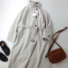 新品 Classical Elf クラシカルエルフ 2way スタンドカラー ボリュームスリーブ ニットモッサ トレンチコート アウター XL アイボリー(JE＋2000)25F