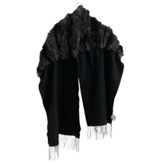 美品 PINKY&DIANNE ピンキーアンドダイアン ラビットファーコンビ マフラー ストール ショール ブラック レディース 古着 中古 USED