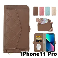 【新品未使用】 iPhone11 Pro アイフォン11プロ ストラップ付き 手帳型スマホ ケース ショルダー (カバー色ブラウン) カード収納 鏡付き ミラー 可愛い カバー おしゃれ 韓国 flip56-muji-iphone11pro-br