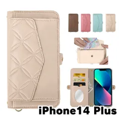 【新品未使用】 iPhone14 Plus ストラップ付き 手帳型スマホ ケース ショルダー (カバー色アイボリー) カード収納 鏡付き ミラー 可愛い カバー おしゃれ 韓国 flip56-muji-ip14plus-iv