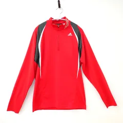 古着　adidas アディダス　メンズスポーツTシャツ　ロングTシャツ　長袖　Mサイズ　レッド系　赤色