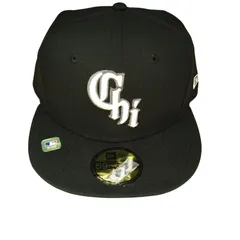 X01034 ベースボールキャップ NEW ERA 59FIFTY ブラック ホワイトロゴ刺繍 ファッション シカゴ・ホワイトソックス 帽子 57.7cm ニューエラ