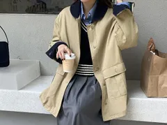 FREE SIZE 💝フォロー🈹クーポンご利用いただけます⭐️⭐️匿名配送⭐️ 丸襟切り替え ハンティングジャケット ベージュ