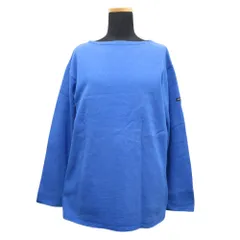 80's 90's SAINT JAMES セントジェームス バスクシャツ ロング Tシャツ カットソー 長袖 ロゴ ヴィンテージ サイズM 青 ブルー レディース 古着 中古 USED