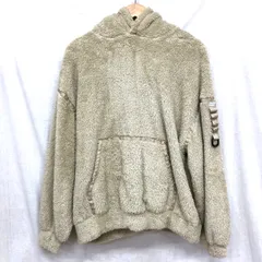 SUPERTHANKS オーバーサイズ ファーフーディ フリースプルパーカー パイピングデザイン サムホール付き カンガルーポケット ベージュ Sのサムネイル