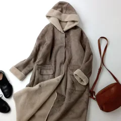 Aga アーガ フェイクムートン コート ロングアウター ブラウン(JE＋1932)25F