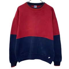 90s USA製 RUSSELL ATHLETIC 無地スウェット トレーナー L レッド ネイビー ラッセルアスレティック プルオーバー 秋物 a801-5317