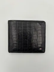 ■ TOMMY HILFIGER トミーヒルフィガー クロコ型押し レザー 二つ折り財布 ブラック メンズのサムネイル