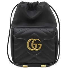 グッチ GUCCI ショルダーバッグ GGマーモント キルティング ミニ バケットバッグ レザー ブラック ヴィンテージ金具 黒 チェーンショルダー  246433 【箱】【中古】